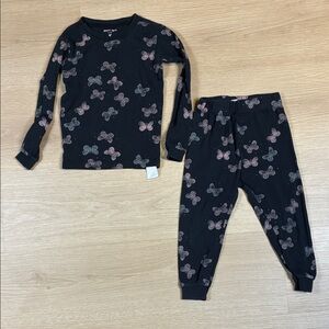 Petit Lem Black Butterfly Print Little Girl’s 24M Pajama Set